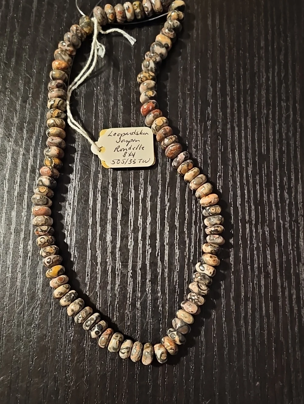 Vintage Leopard Skin Jasper Rondelle Bead Strand 8x4 mm Natural Gemstone